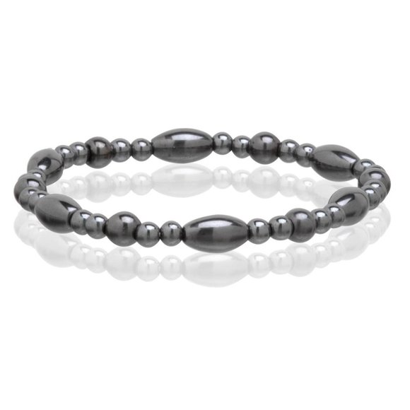 Magnetic Hematite Black Bracelet, Beaded Gemstone Stretchable Bracelet - Picture 1 of 1